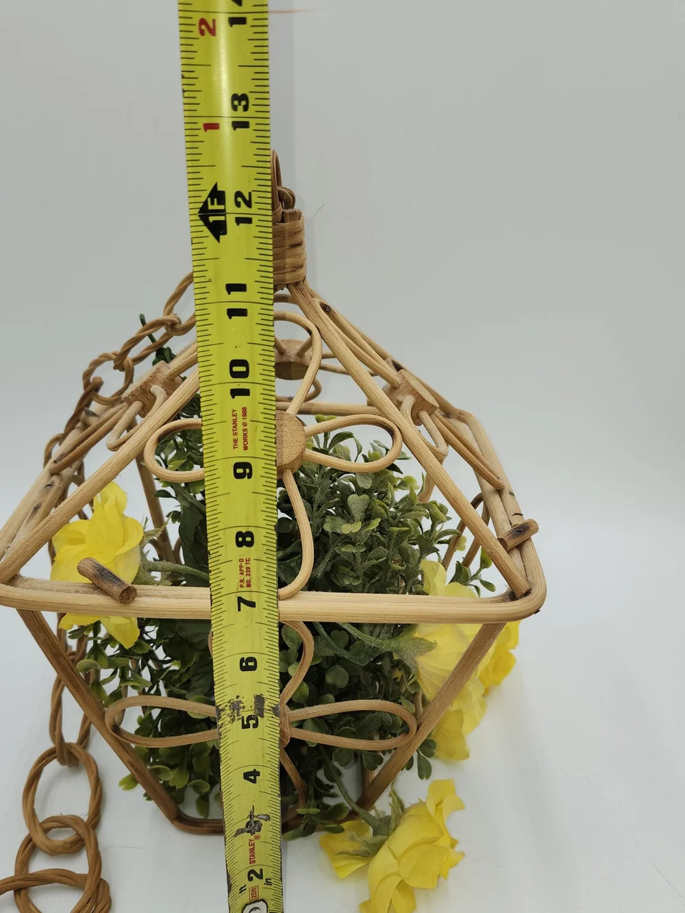Vintage CANE Hanging bird cage planter rattan flower pot decor BOHO